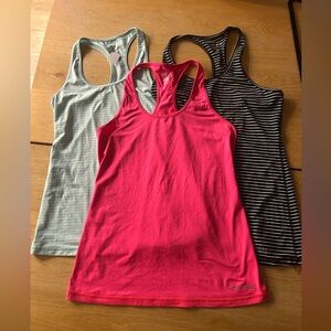 Brooks Women's Racerback Tank Tops - Pink, Gray, Black Stripes Set of 3